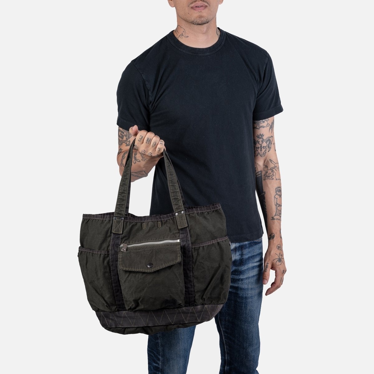 POR-CRG-OLV Porter - Yoshida & Co. - Crag Tote Bag - Olive - 2