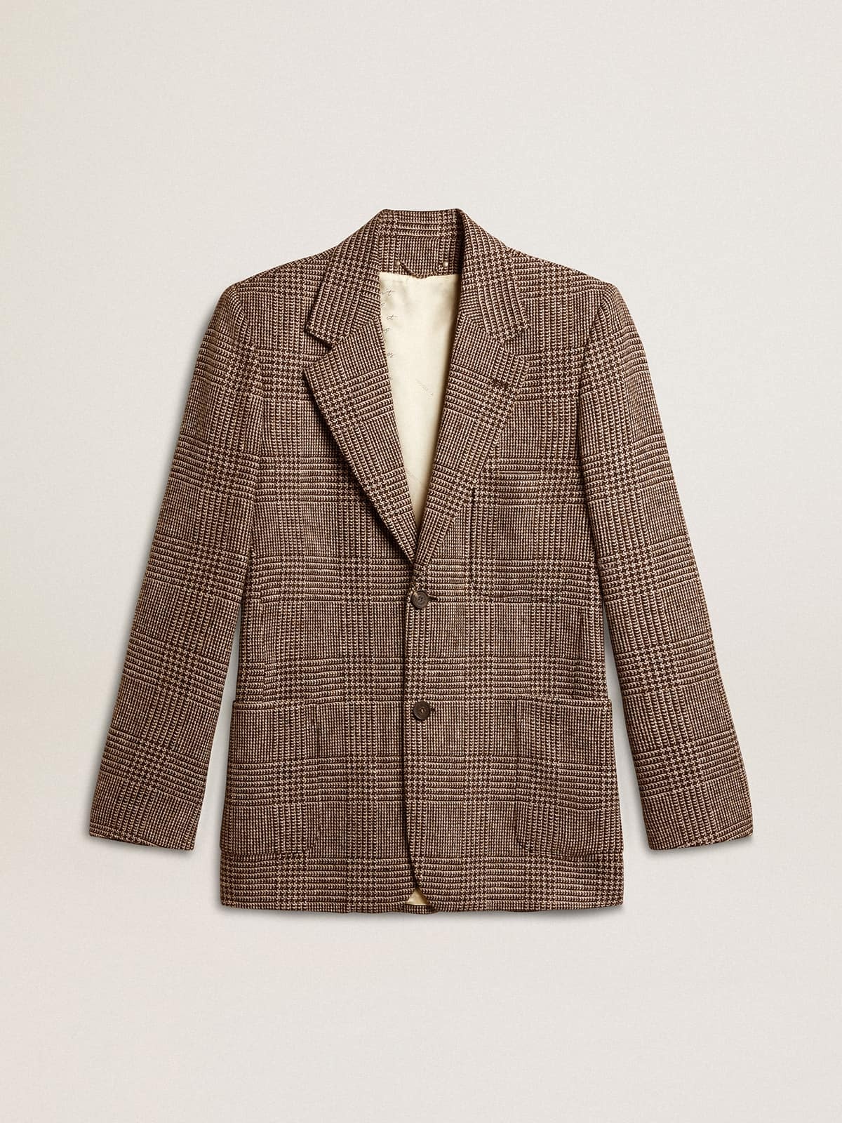 Gray single-breasted blazer for men in houndstooth wool - 1