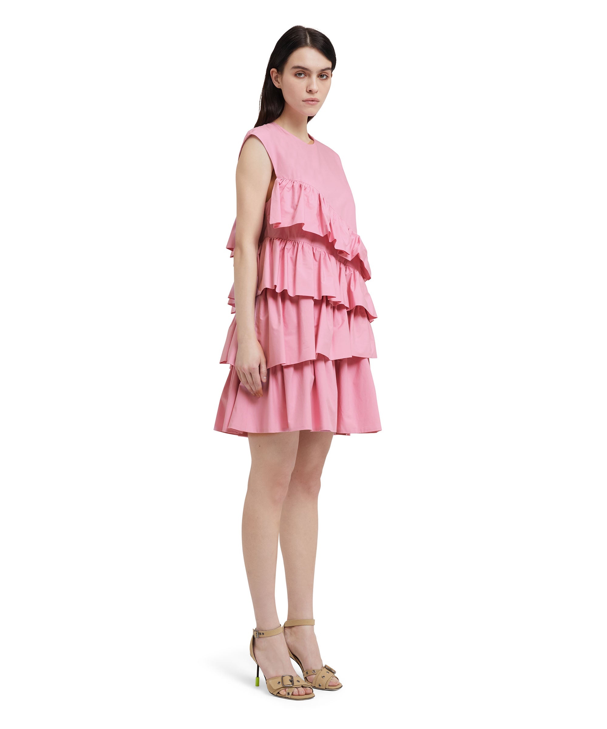 Sleeveless poplin dress with ruffles - 4