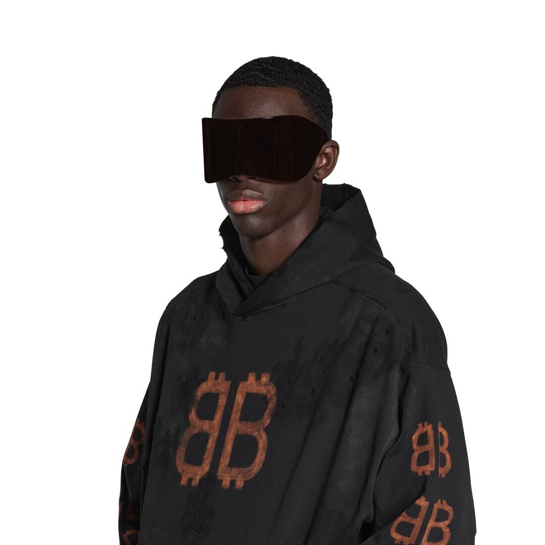 Crypto Hoodie Medium Fit in Black Faded - 5