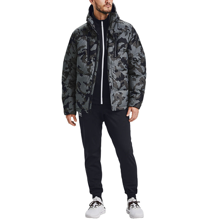 Under Armour Sportstyle Fleece Down Jacket 'Black Grey' 1355853-002 - 3