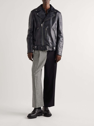 Acne Studios Belted Painted Leather Biker Jacket outlook