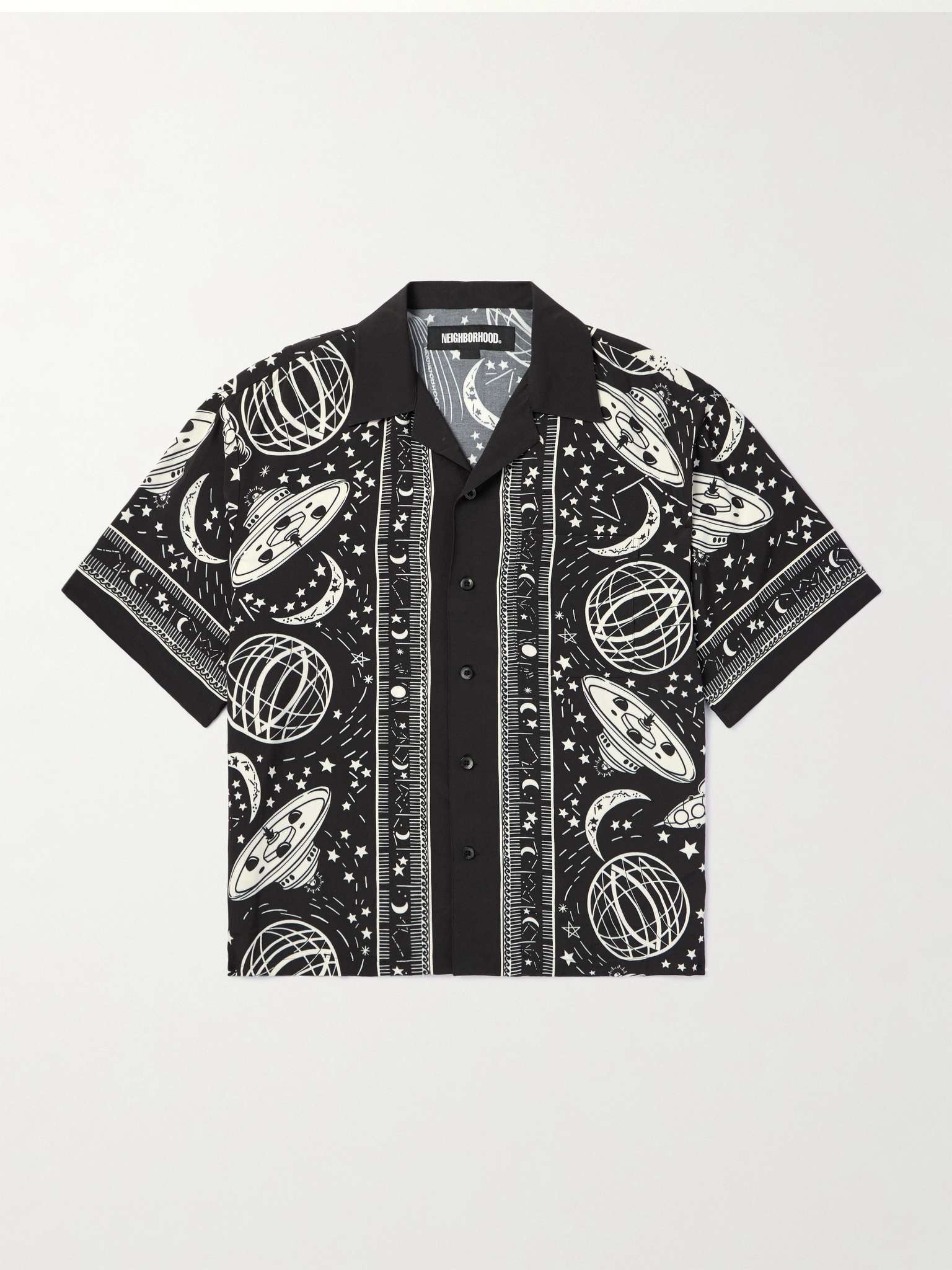 Cosmic Camp-Collar Printed Matte-Satin Shirt - 1