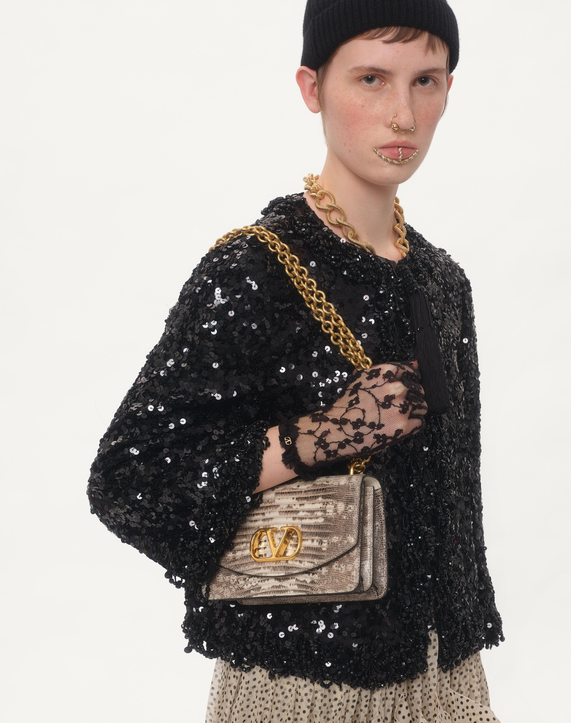 VALENTINO GARAVANI VAIN SMALL SHOULDER BAG IN TEJUS - 7