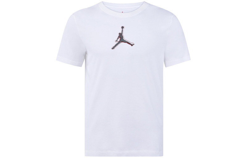 Jordan Men's Air Jordan Dri-FIT 3D Logo Funny Printing Knit Quick Dry Short Sleeve White T-Shirt CZ8088-100 outlook