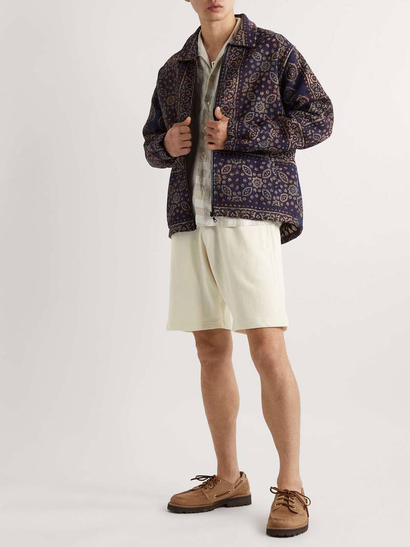 BEAMS PLUS Wide-Leg Cotton-Jersey Drawstring Shorts outlook