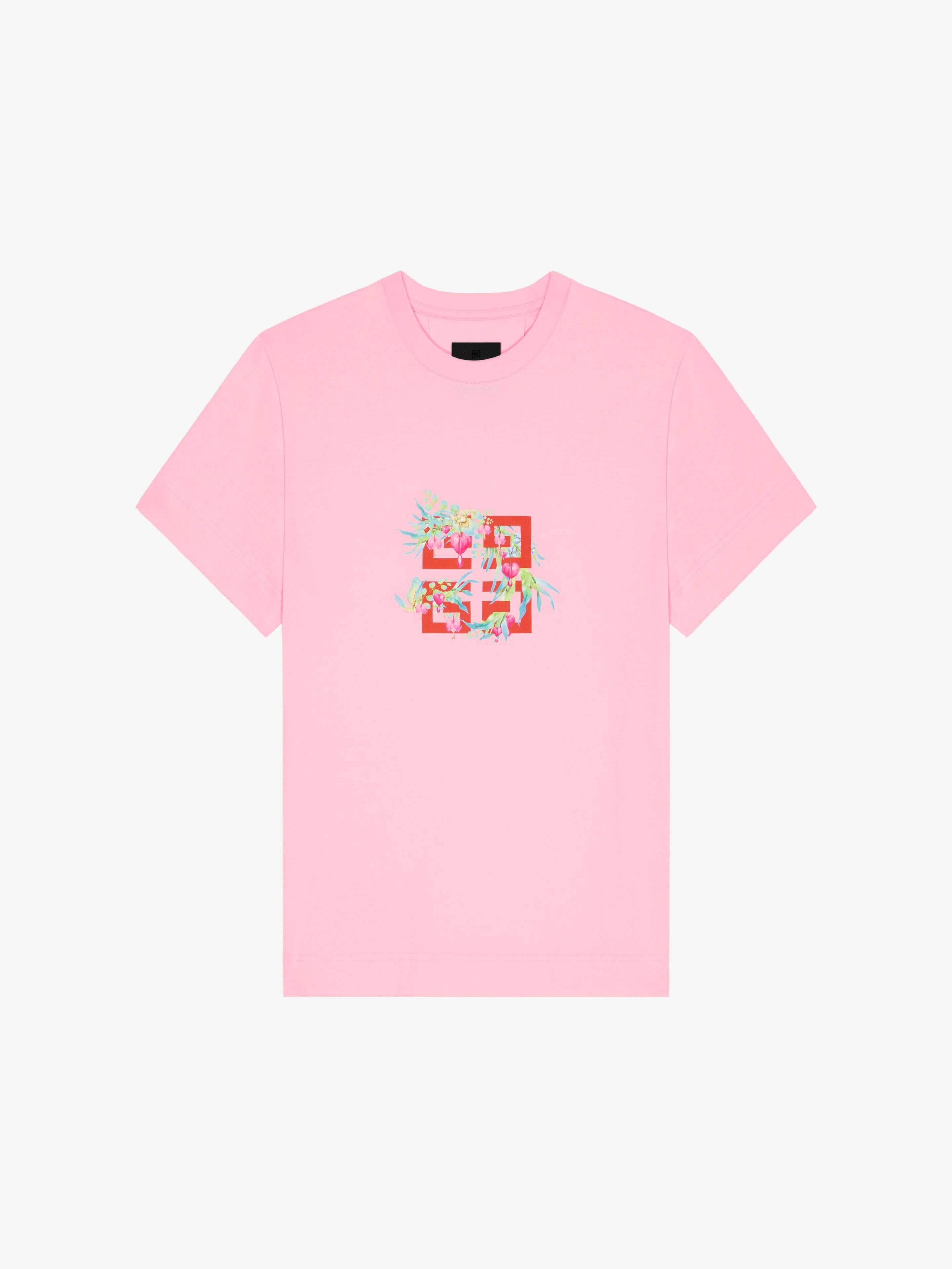 T-SHIRT IN COTTON WITH 4G FLOWERS PRINT - 1