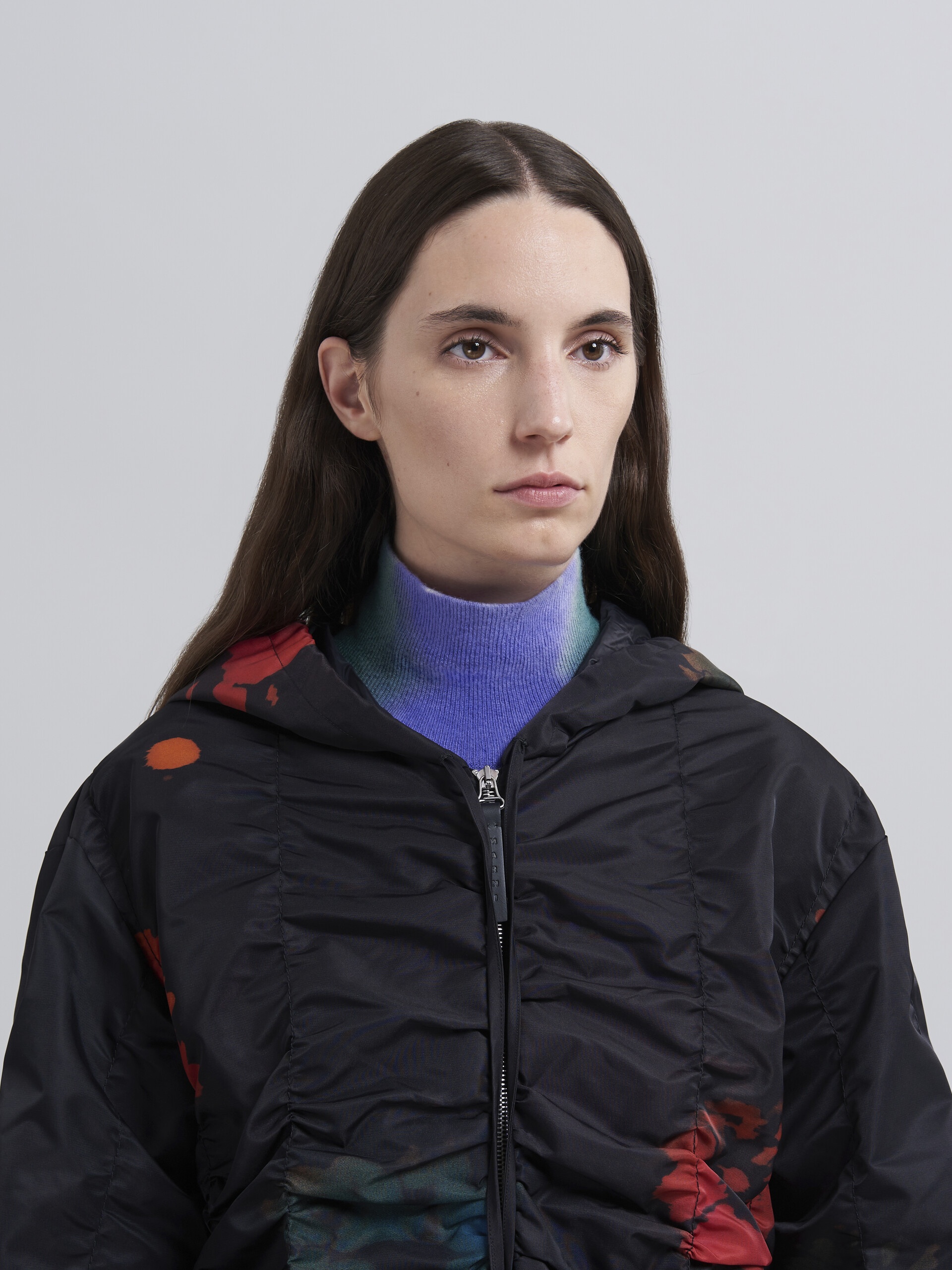 SUNFLOWER PRINT NYLON TWILL PARKA - 4