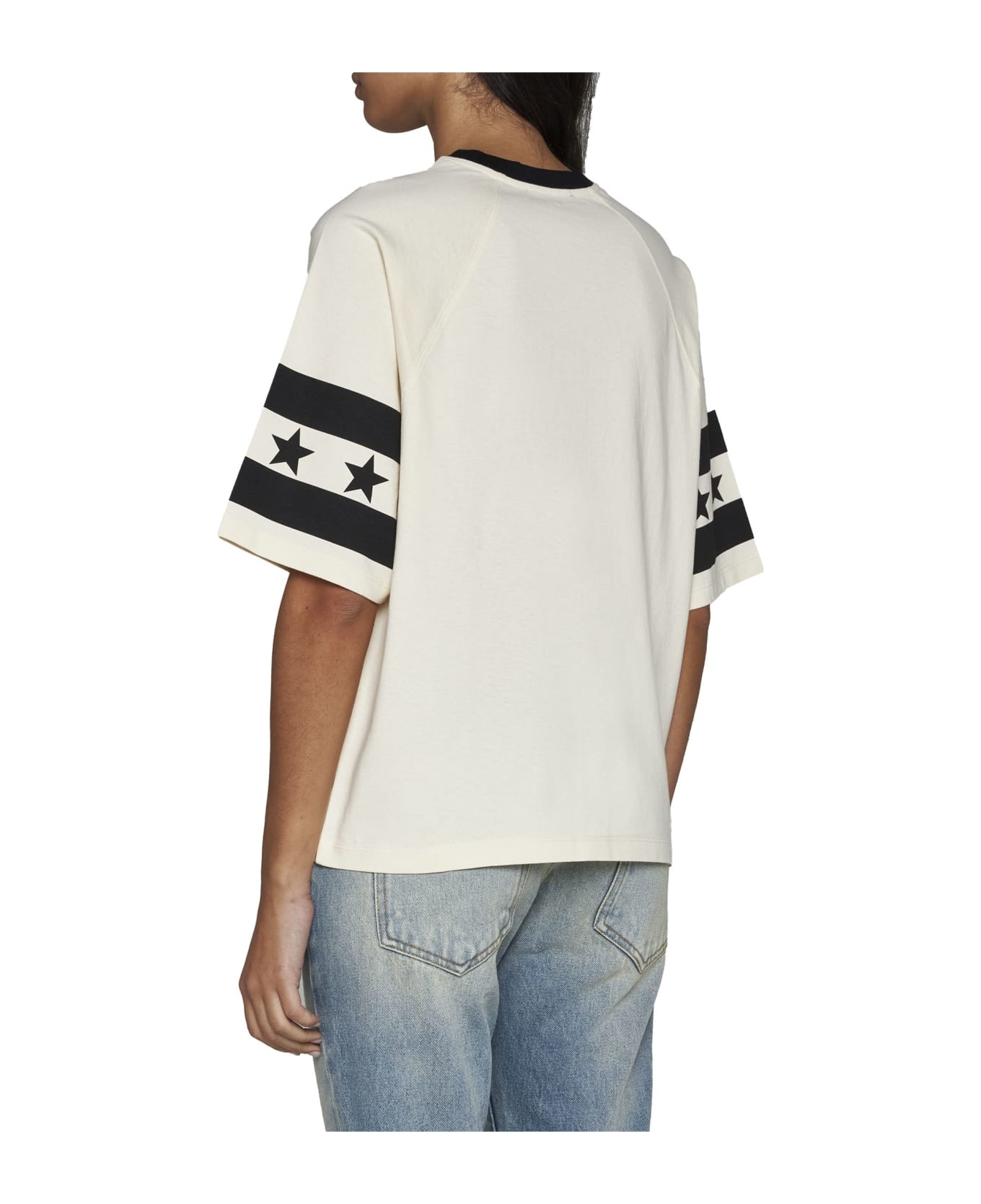 Cropped T-shirt With Star And Logo Prints - 4