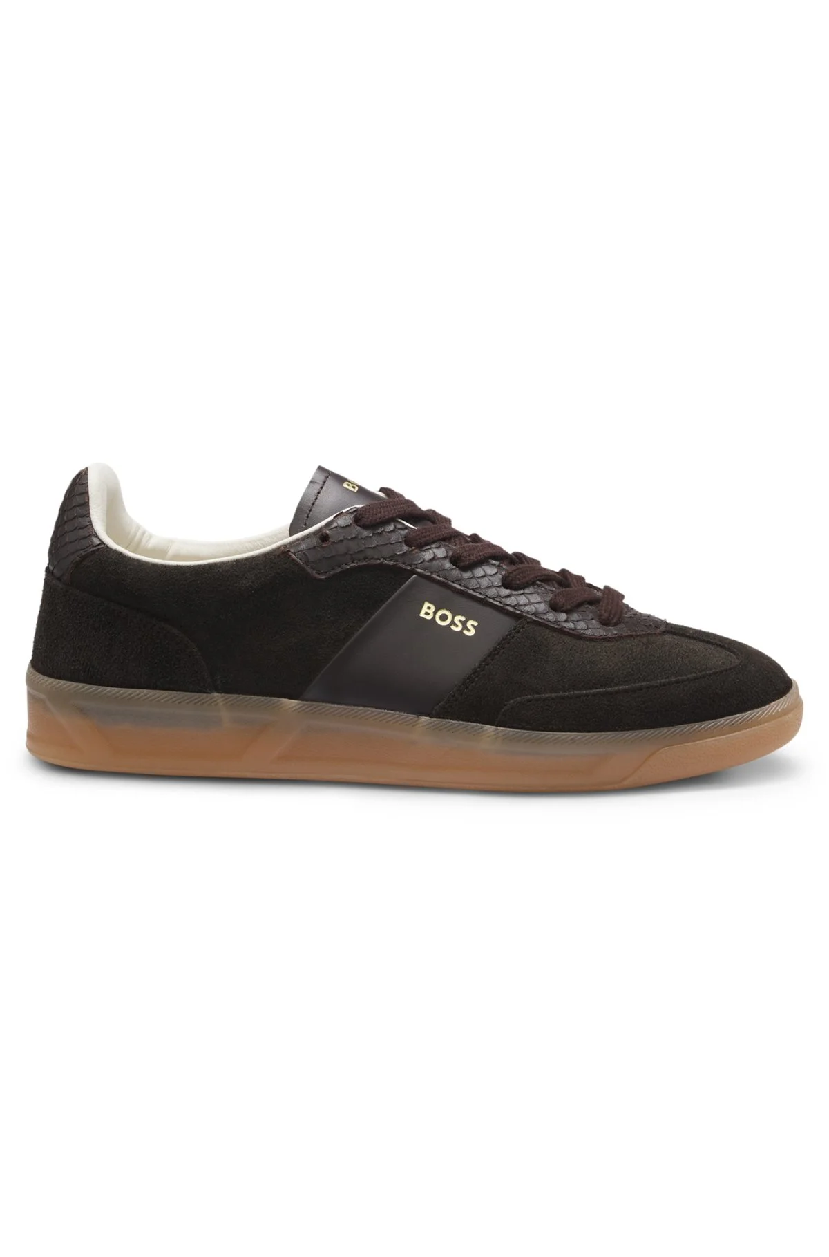 SNEAKERS IN LEATHER AND SUEDE WITH PYTHON-PRINT DETAILS - 1