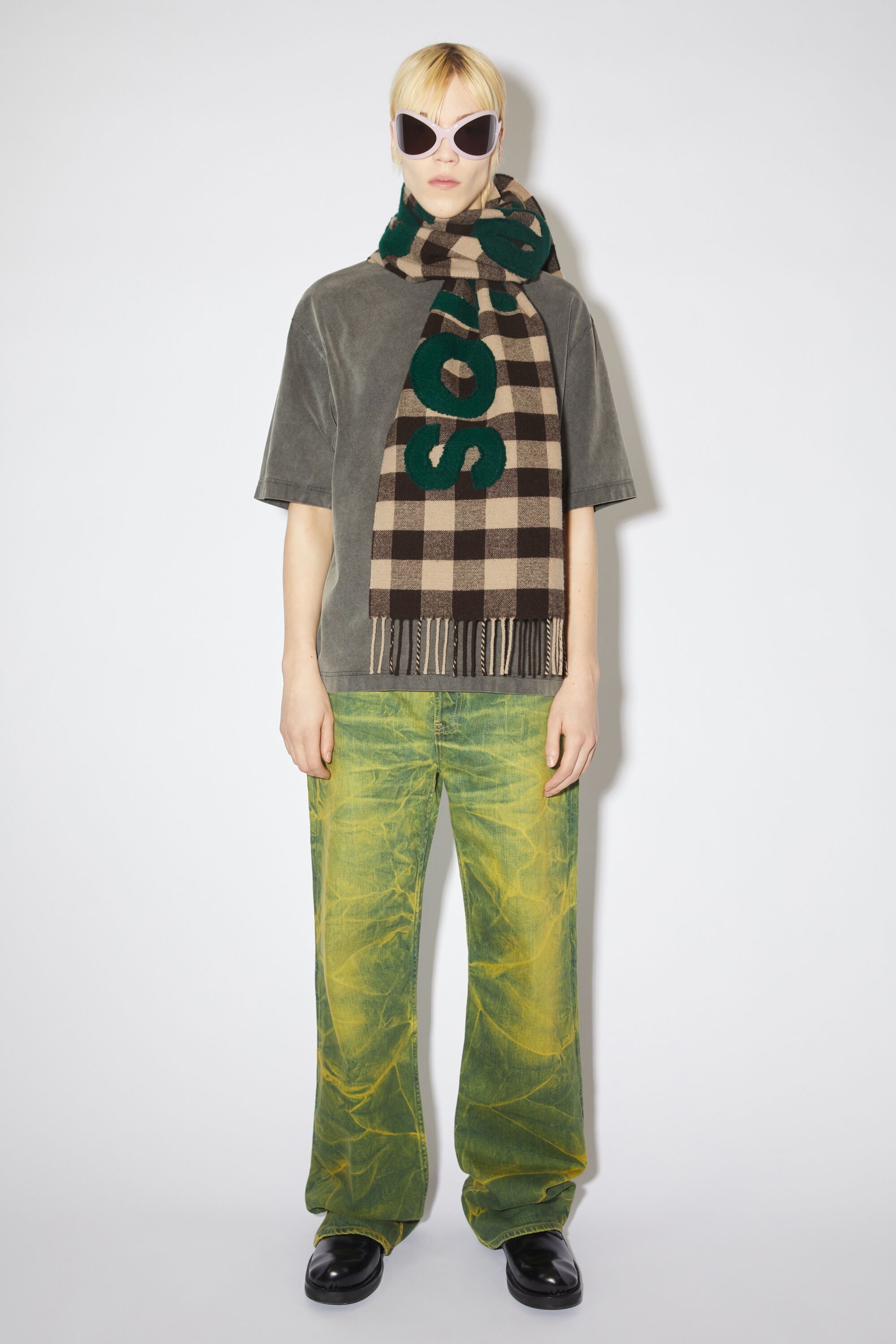 Check logo scarf - Brown/green - 3