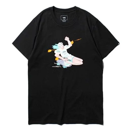 Men's Vans Asian Artist Crossover Series Cartoon Printing Round Neck Short Sleeve Black VN0A4P5JBLK - 1