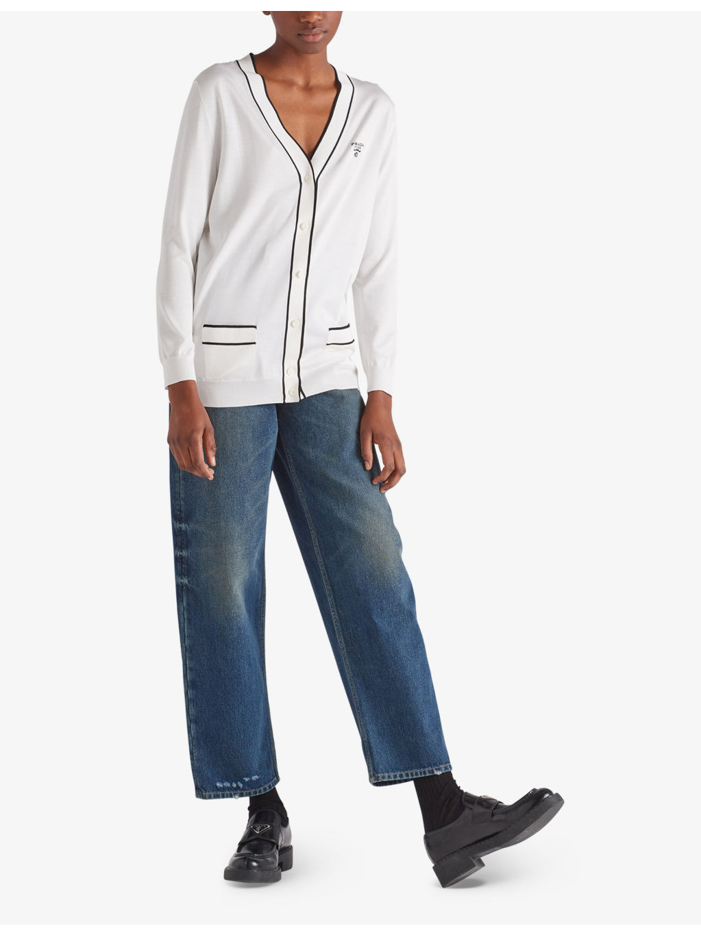 Intarsia-logo raglan-shoulder silk-blend cardigan - 2