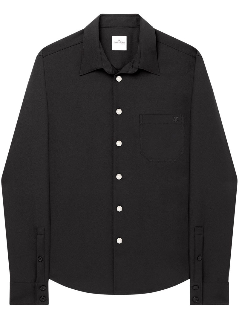 logo-appliqué twill oversized shirt 1