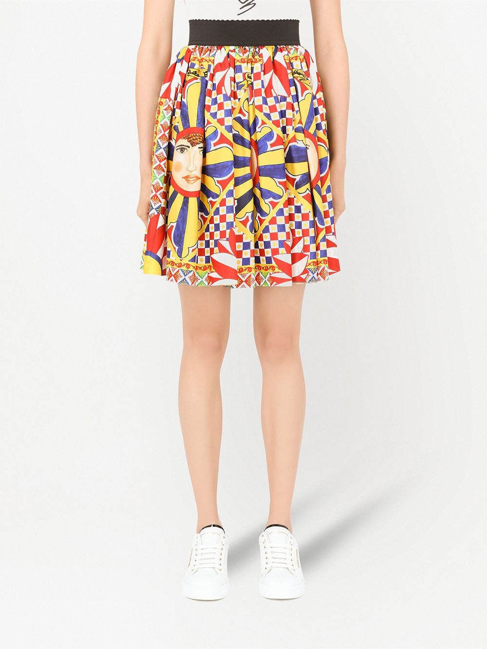 graphic-print A-line silk skirt - 3
