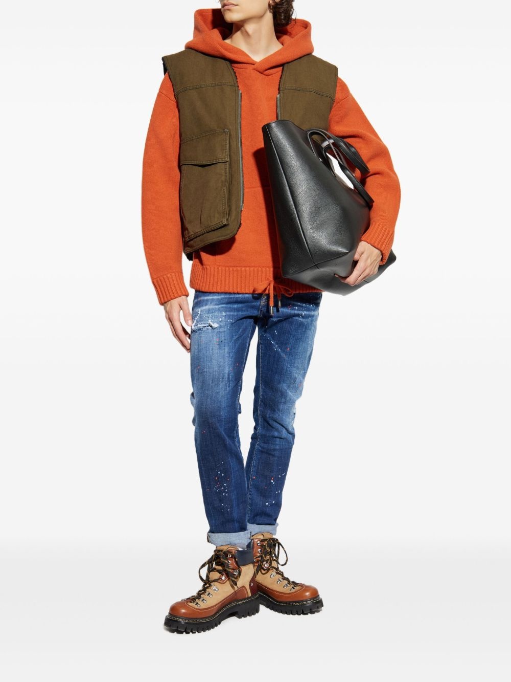kangaroo-pocket hooded sweater - 2