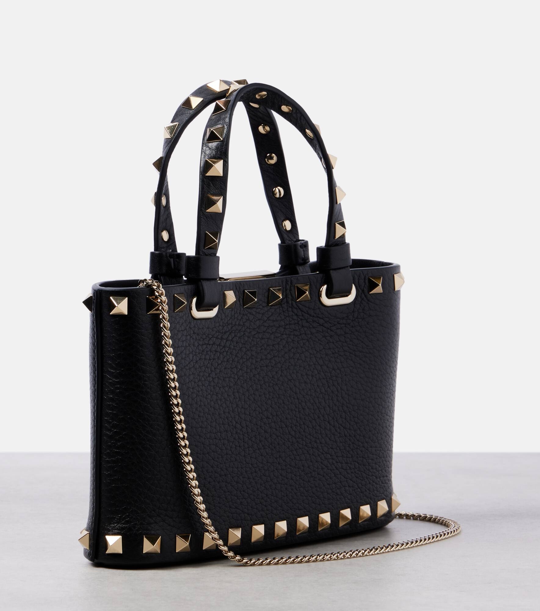Rockstud leather tote bag - 4