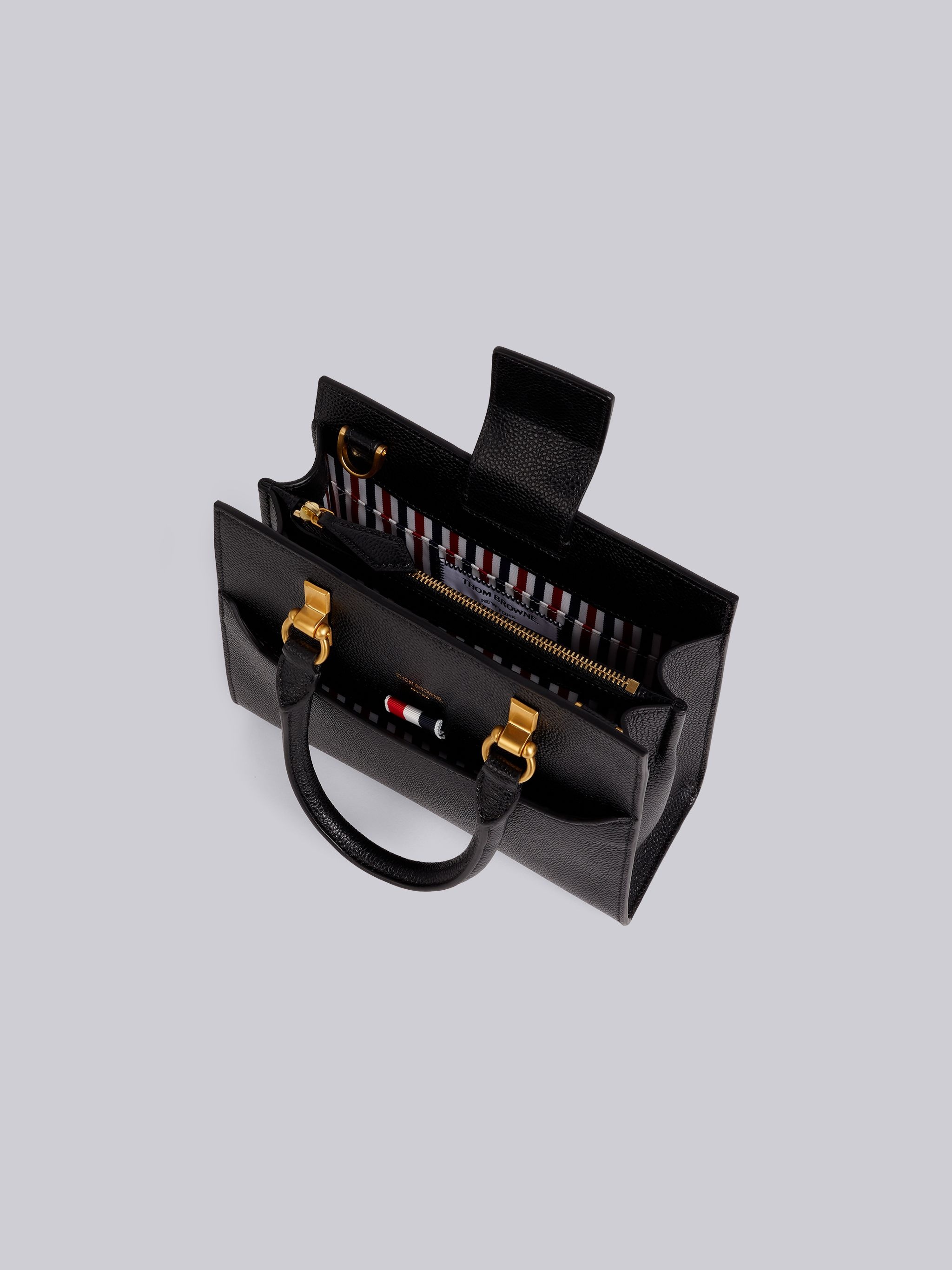 Black Pebbled Calfskin Mini Duet Tote Bag - 5