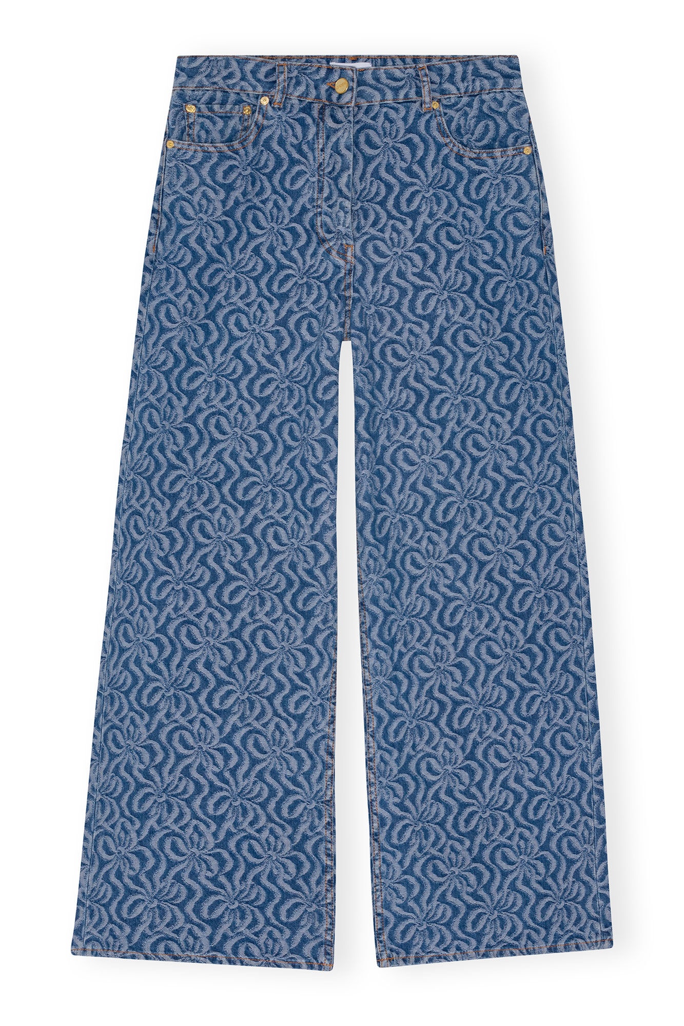 GANNI　Jacquard Denim Wide Pants GANNI Wide-Leg Jacquard Denim Pants | neimanmarcus | REVERSIBLE