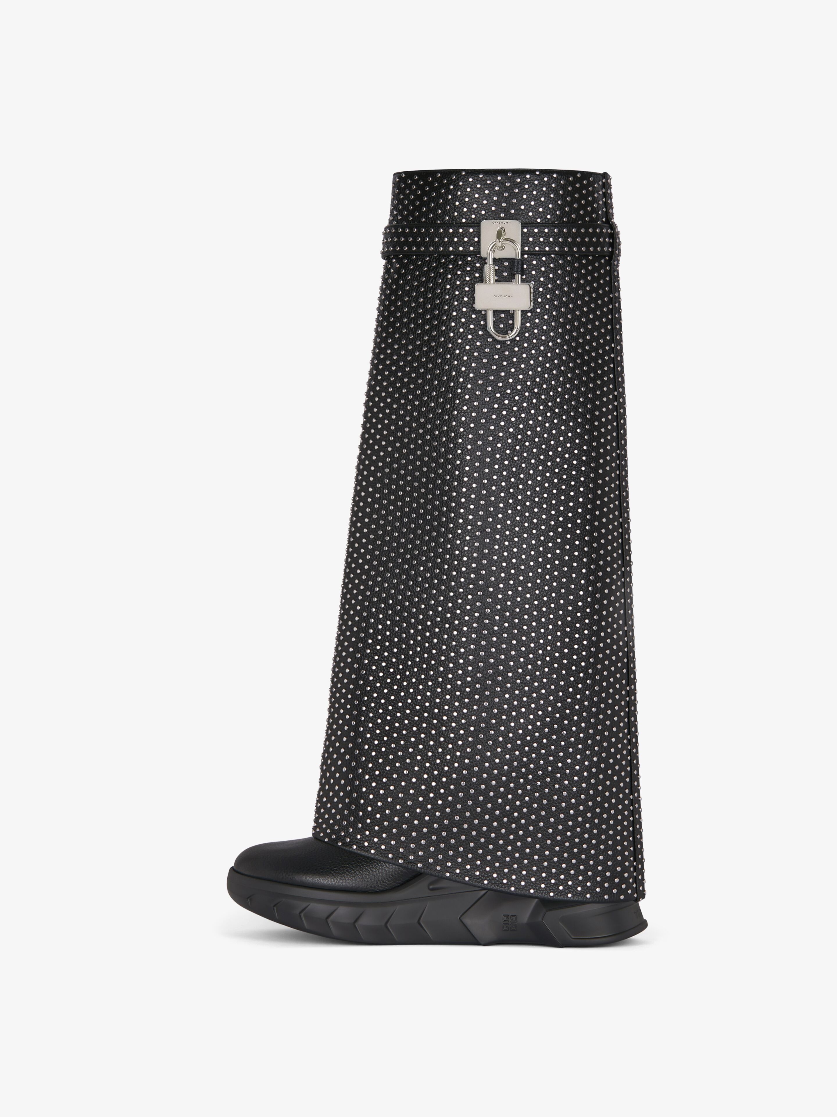 SHARK LOCK BIKER BOOTS IN GRAINED LEATHER WITH STUDS - 4