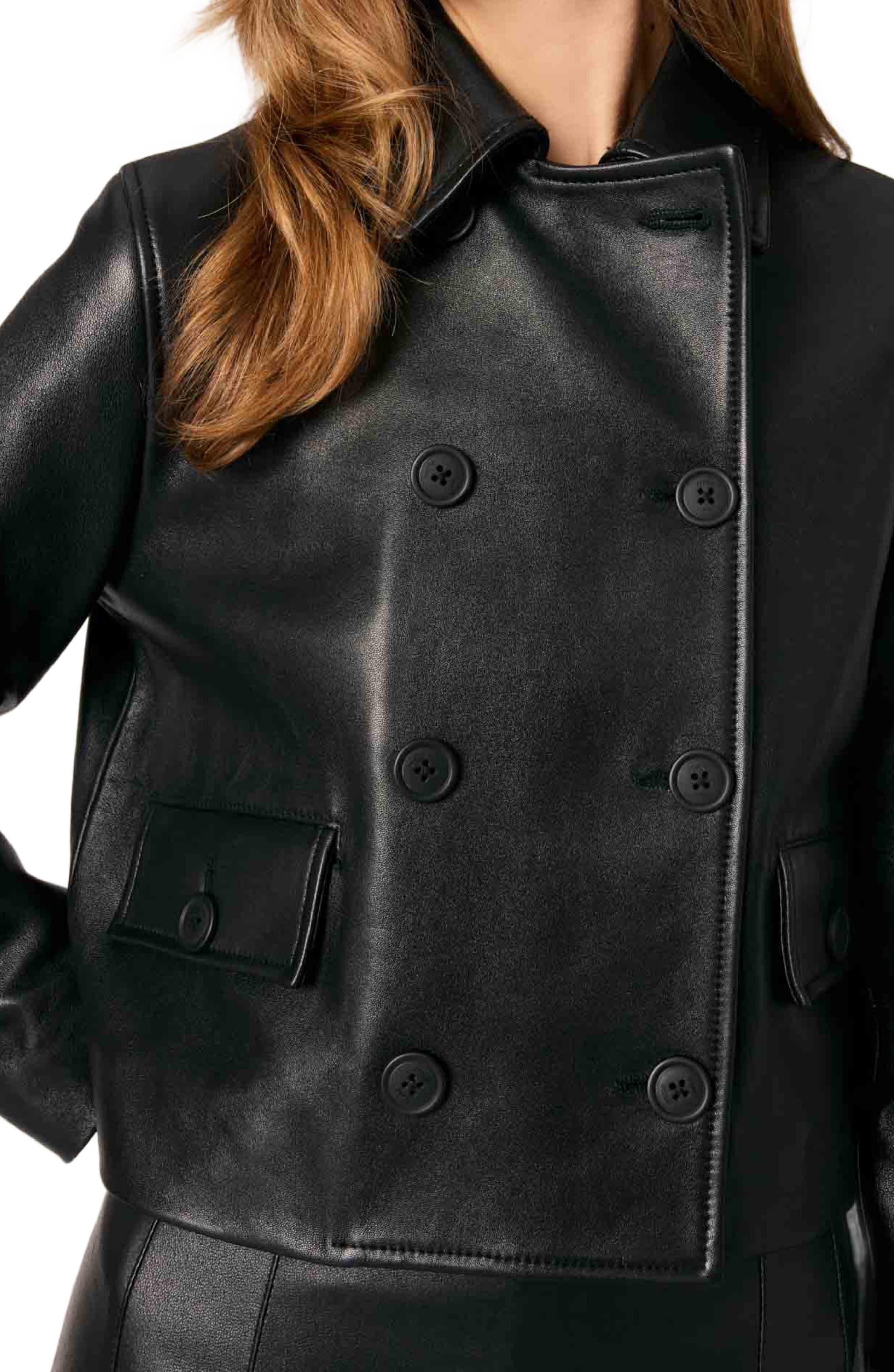 maje Cropped leather jacket in Black at Nordstrom - 4