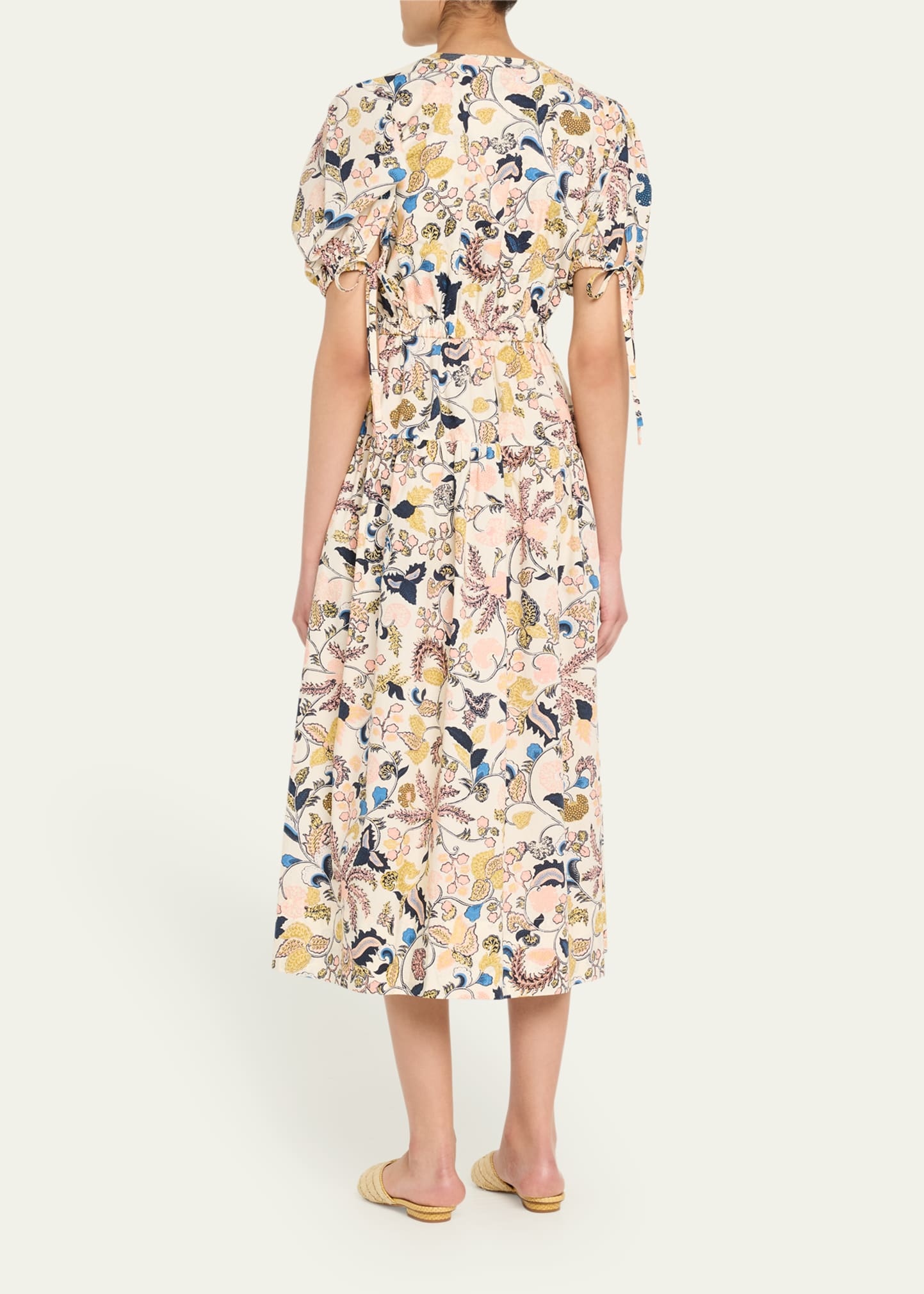Adriana Puff-Sleeve V-Neck Midi Dress - 3