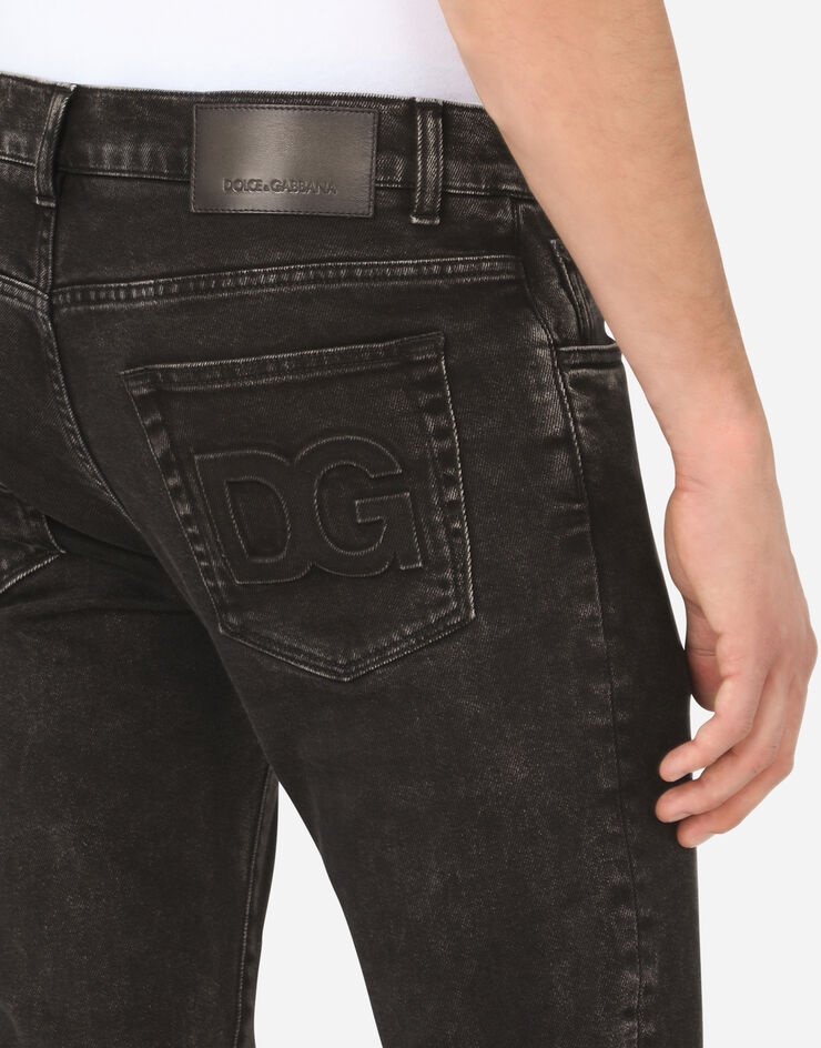 Washed black skinny stretch jeans with DG logo - 4