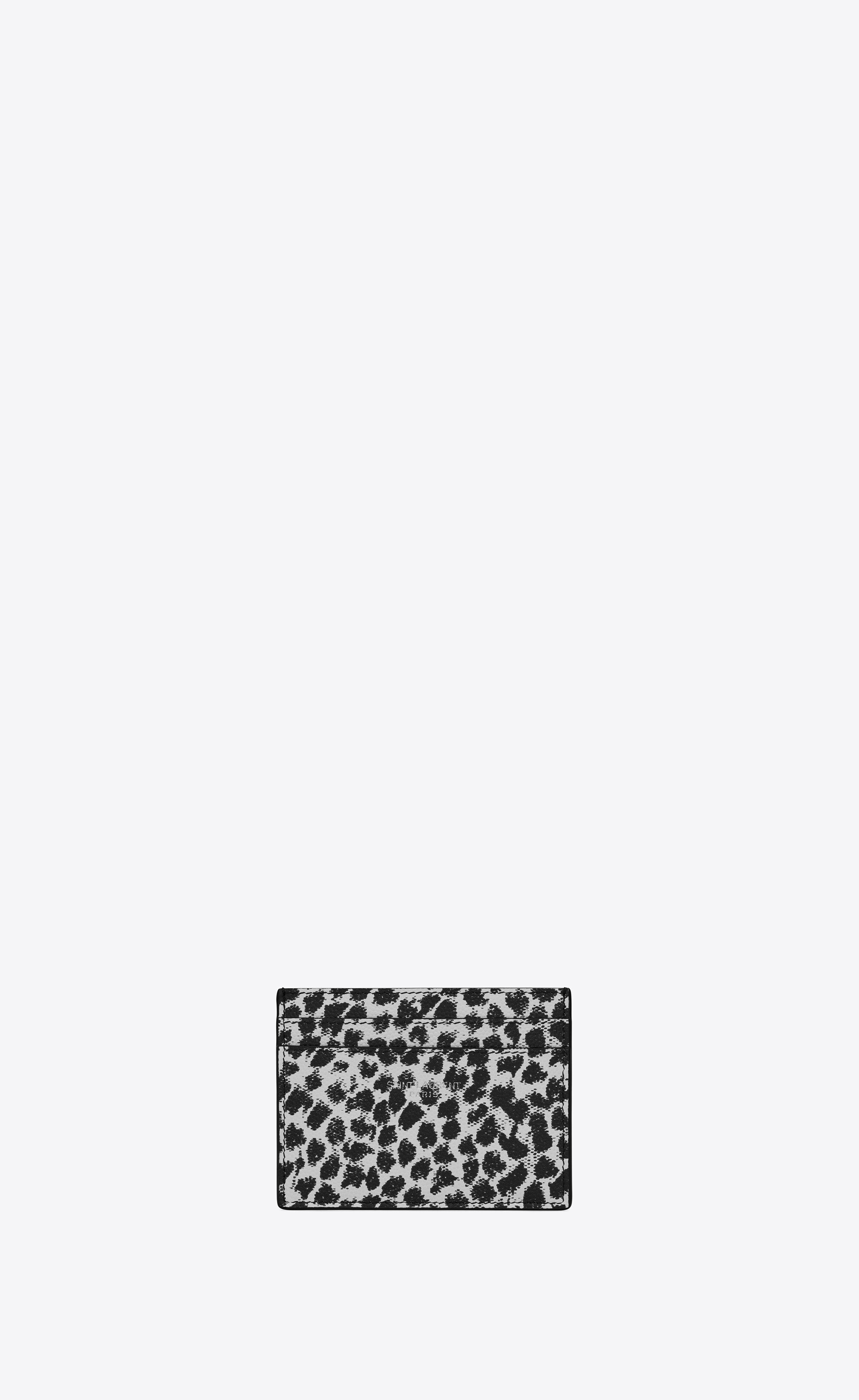 saint laurent paris credit card case in leopard-print leather - 1