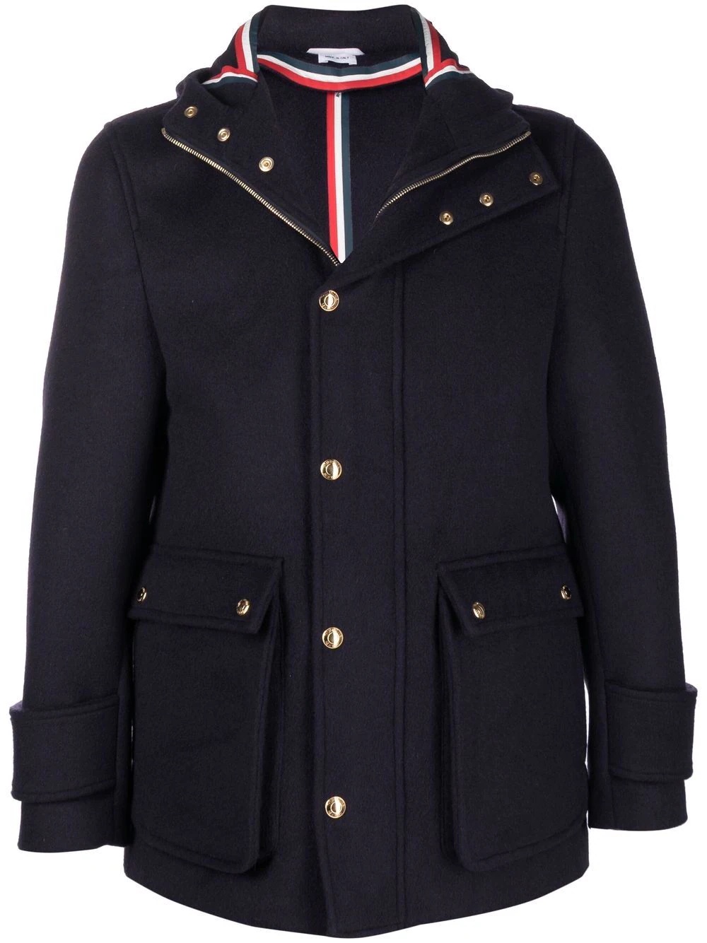 cashmere hooded zip-up parka - 1