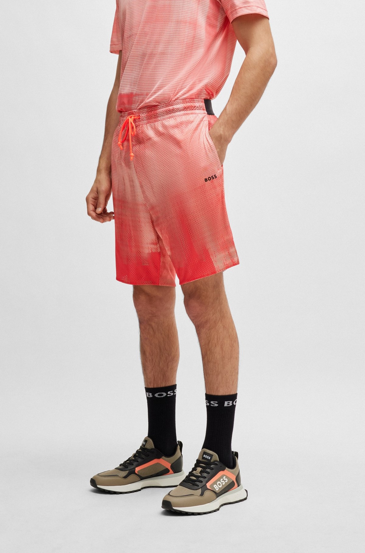 PRINTED-MESH SHORTS WITH LOGO DETAIL - 2