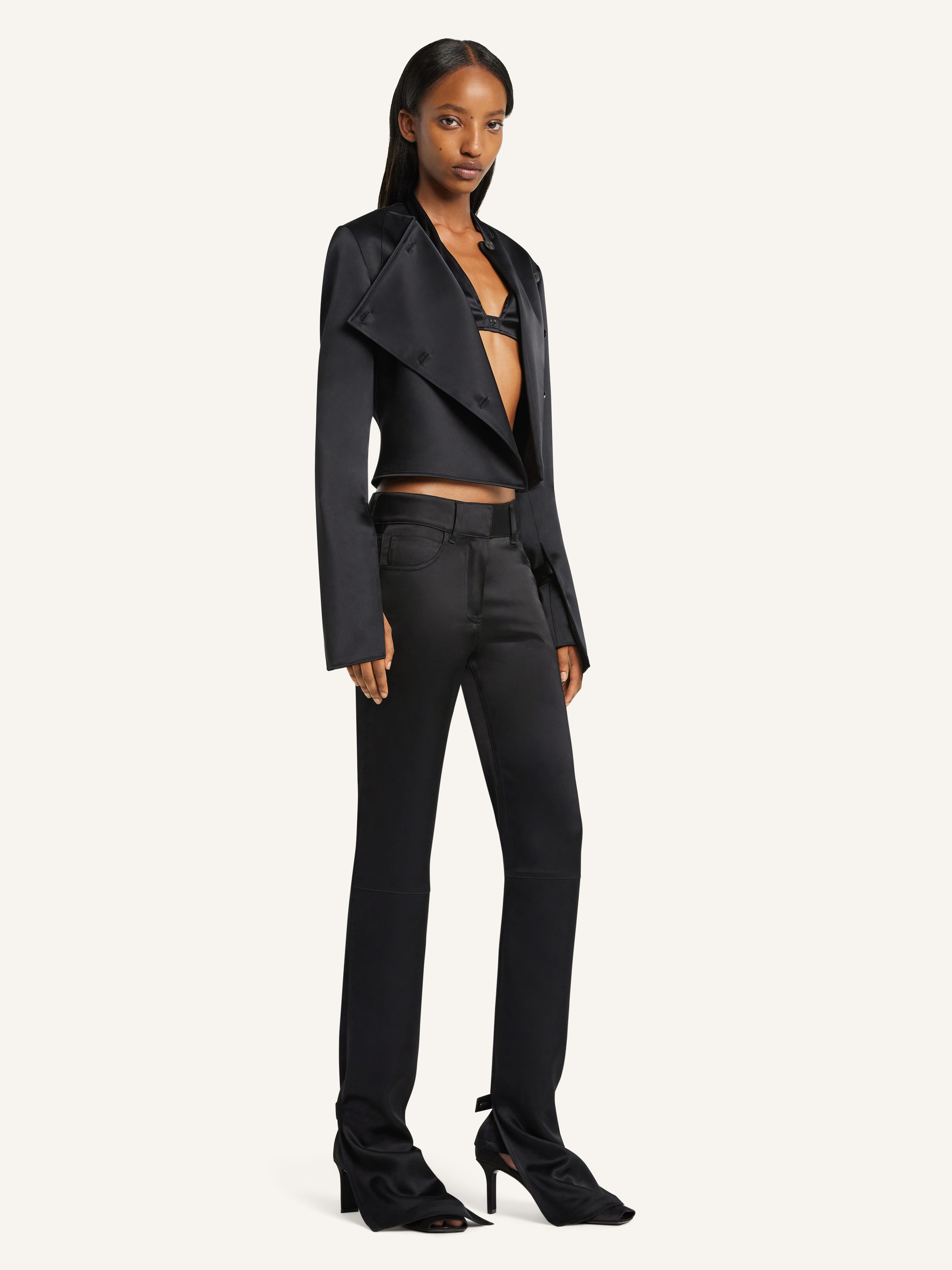 OBLIQUE SATIN TAILORED JACKET - 3