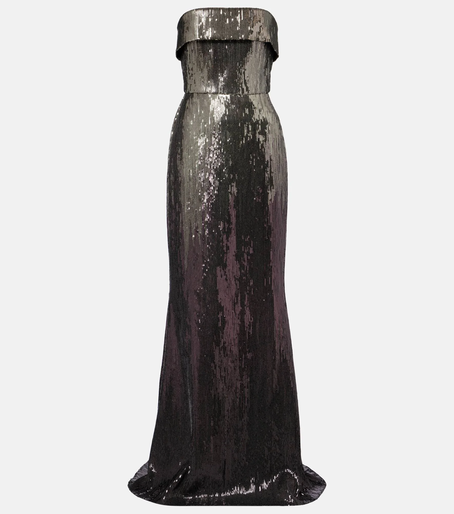 Sequined strapless bustier gown - 1