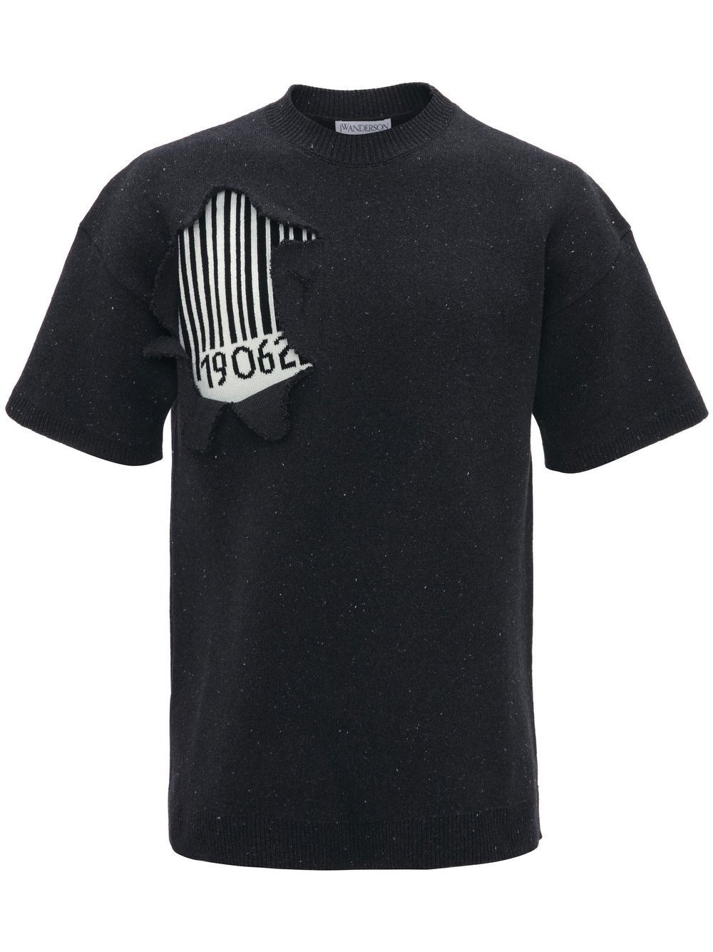 BARCODE-PRINT SHORT-SLEEVED SWEATSHIRT - 1