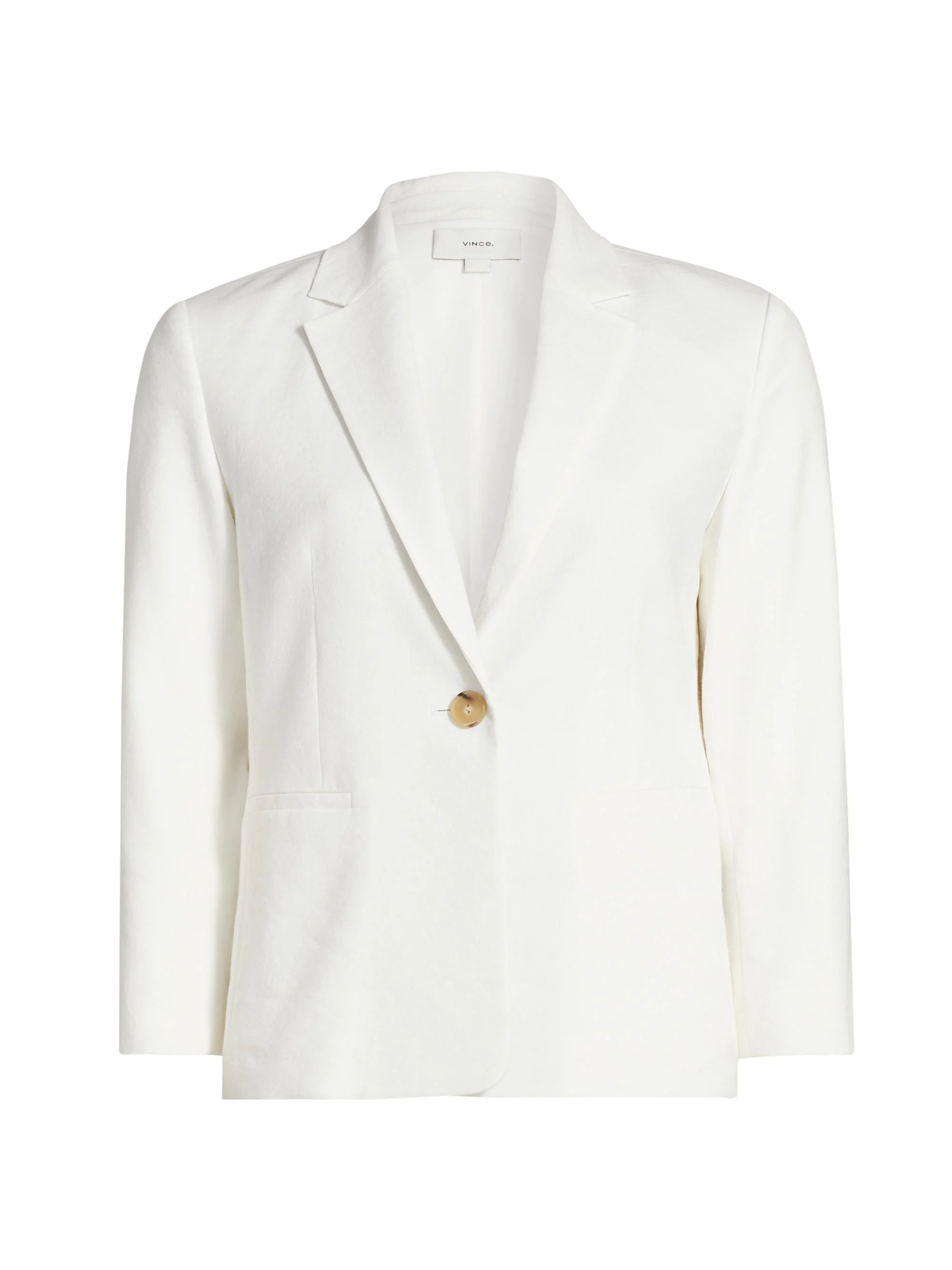 Women's Shrunken Stretch Linen-Blend Blazer - Off White - 1