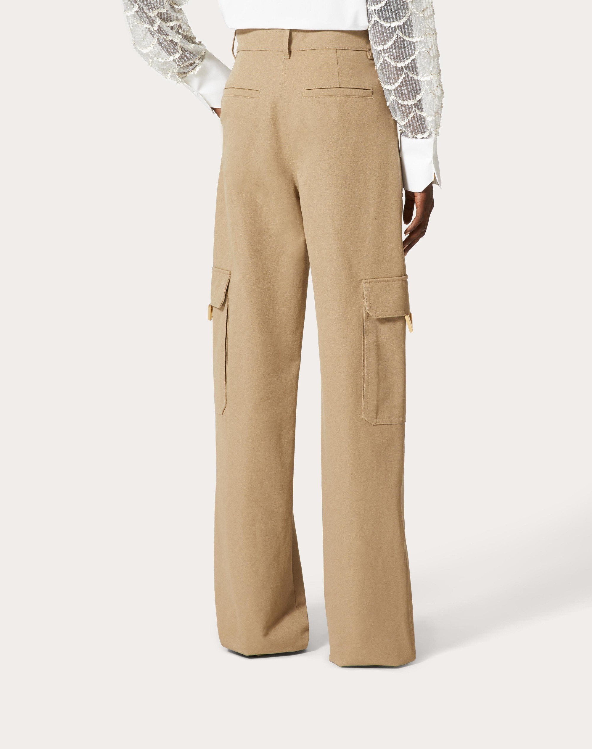 STRETCH COTTON CANVAS CARGO PANTS - 4