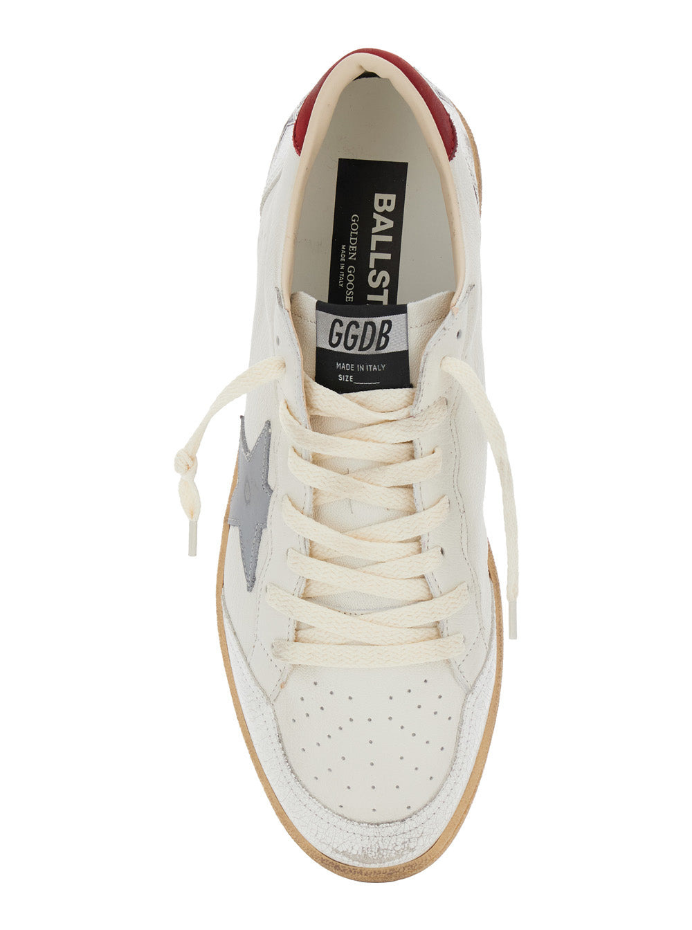 Golden Goose Men 'Ball Star' White Low Top Sneakers With Star  In Leather And Suede Man - 4