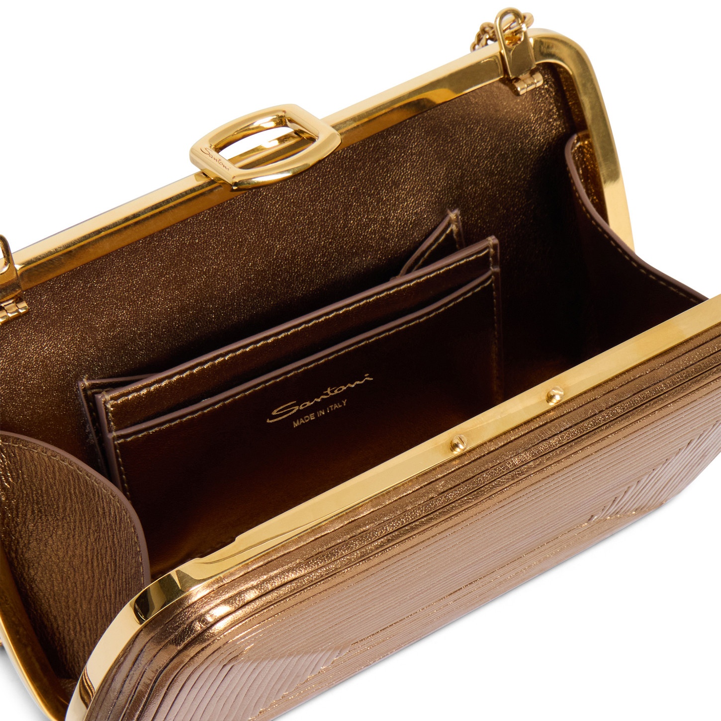 Gold leather crossbody bag - 6