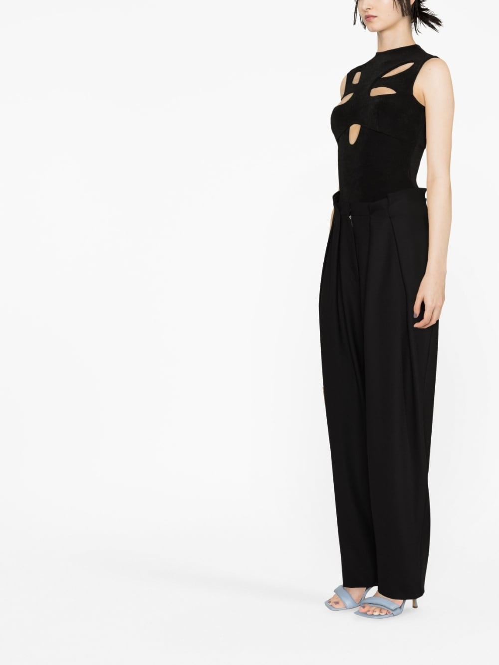 embroidered-logo tailored trousers - 3