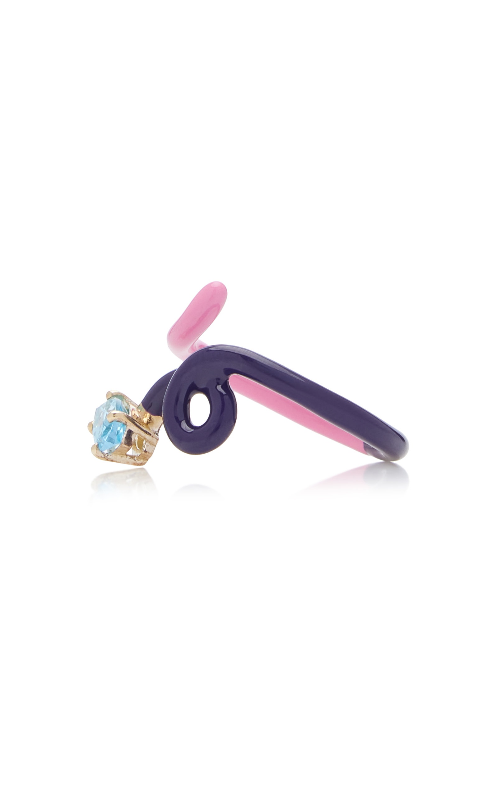 B 9K Yellow Gold Topaz Enameled Vine Ring multi - 4