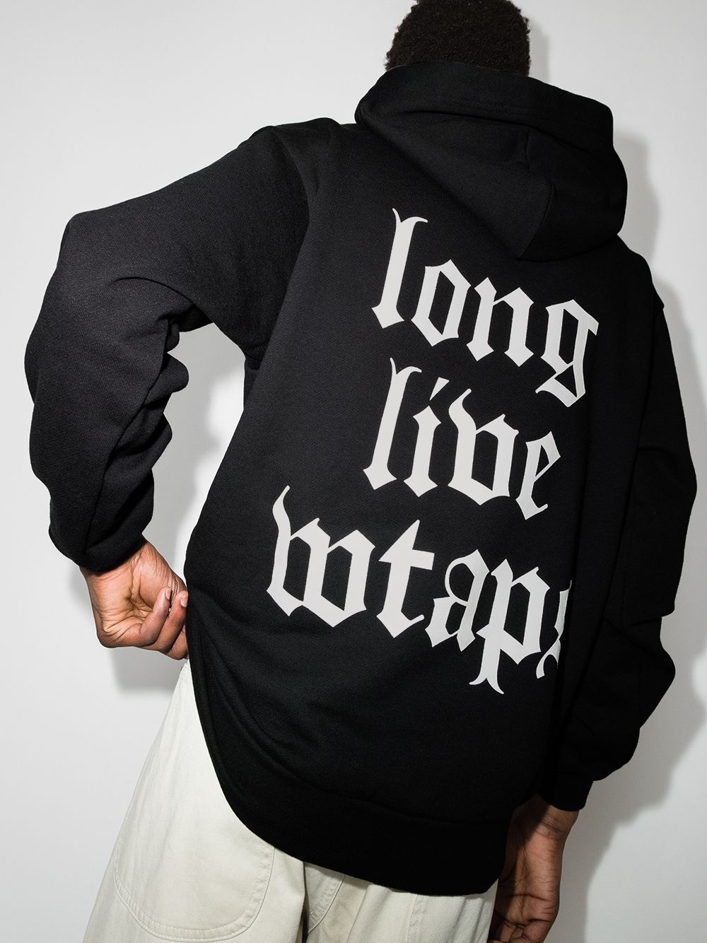 slogan-print cotton hoodie - 3