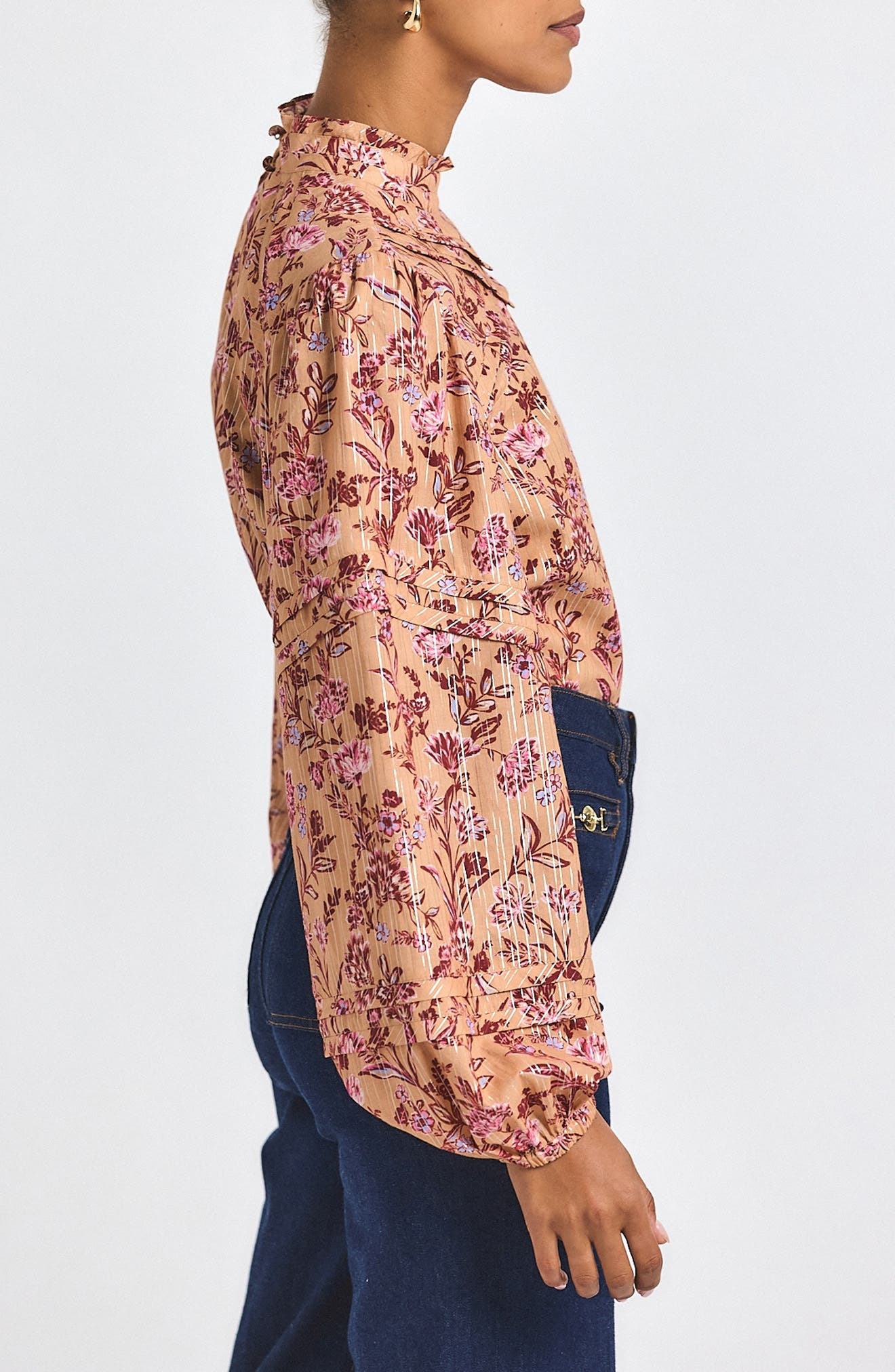 Derek Lam 10 Crosby Marlowe Metallic Top in Camel Multi at Nordstrom - 3