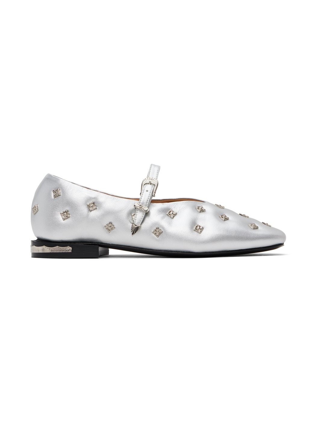 Silver Mary Jane Ballerina Flats - 1