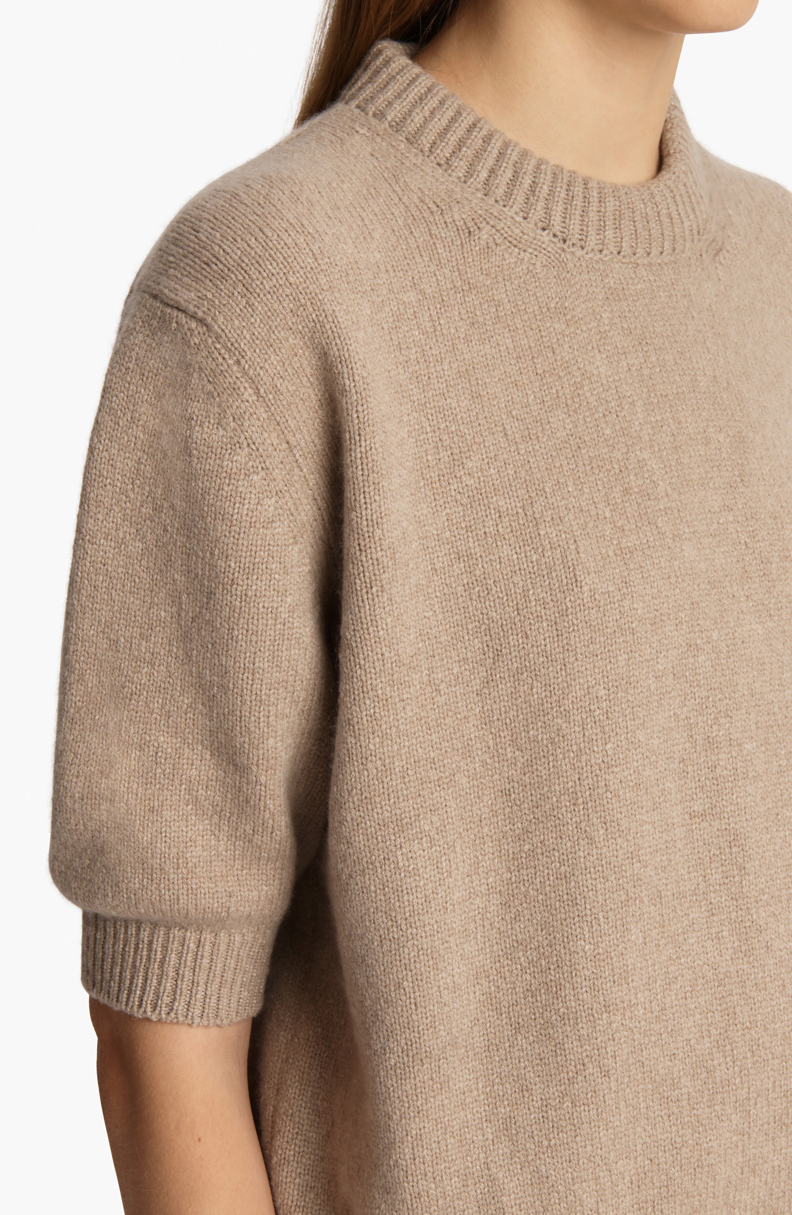 Khaite Davin Short Sleeve Cashmere Sweater in Putty at Nordstrom - 4