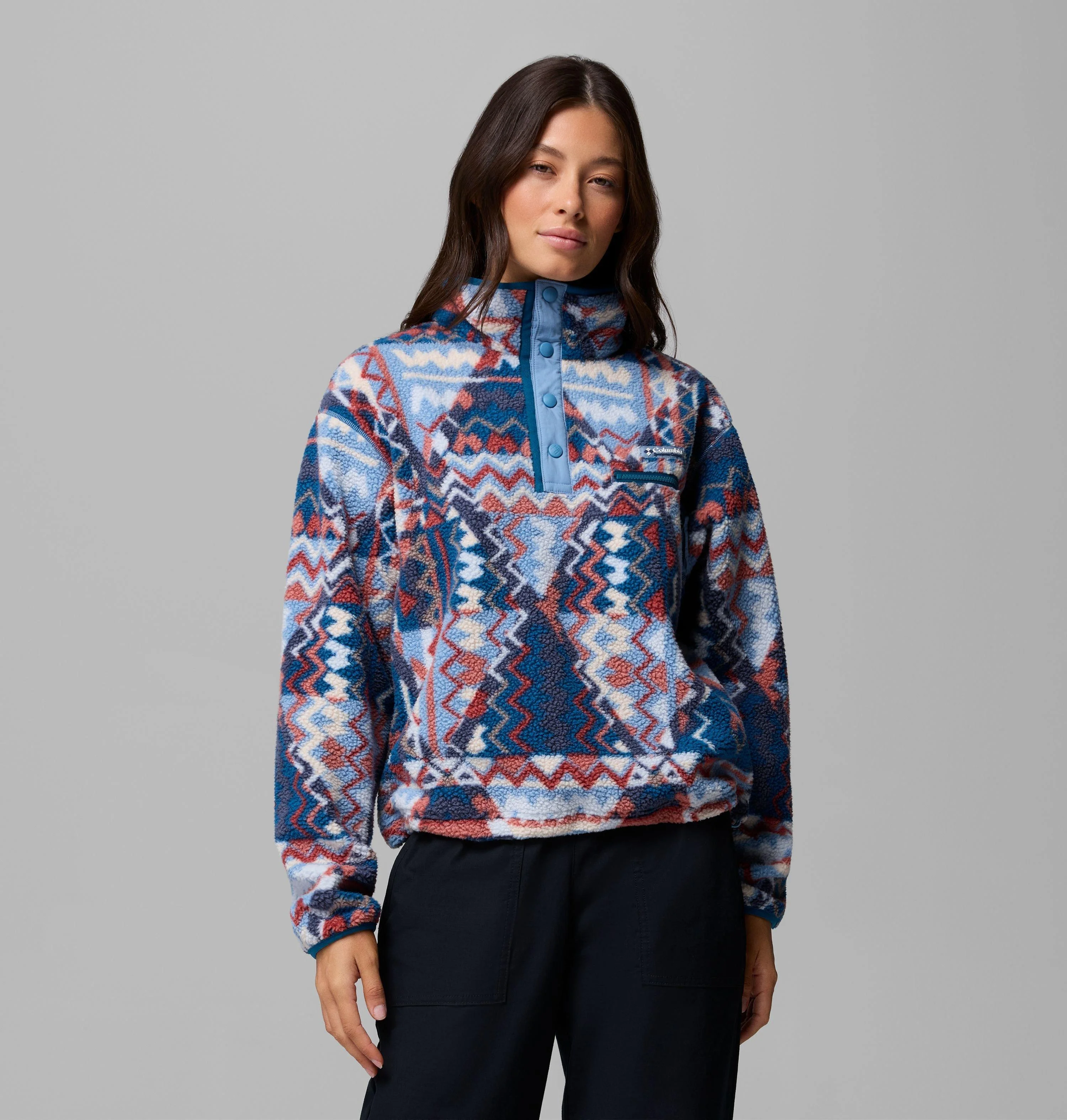 Women's Helvetia II Printed Cropped Half Snap Fleece Pullover - 1