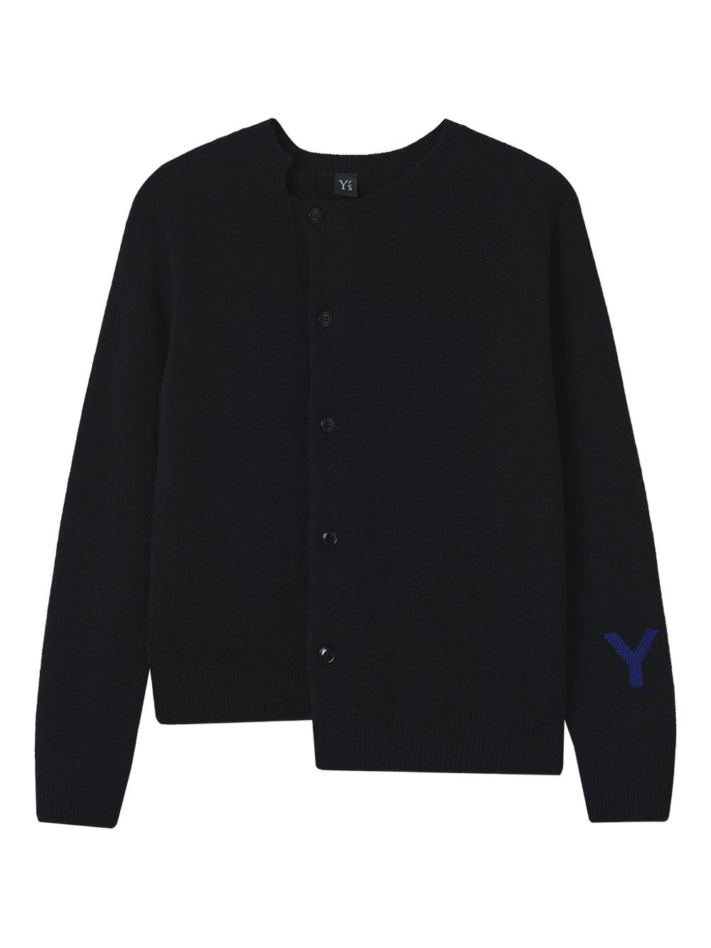 asymmetric-hem crew-neck cardigan - 1