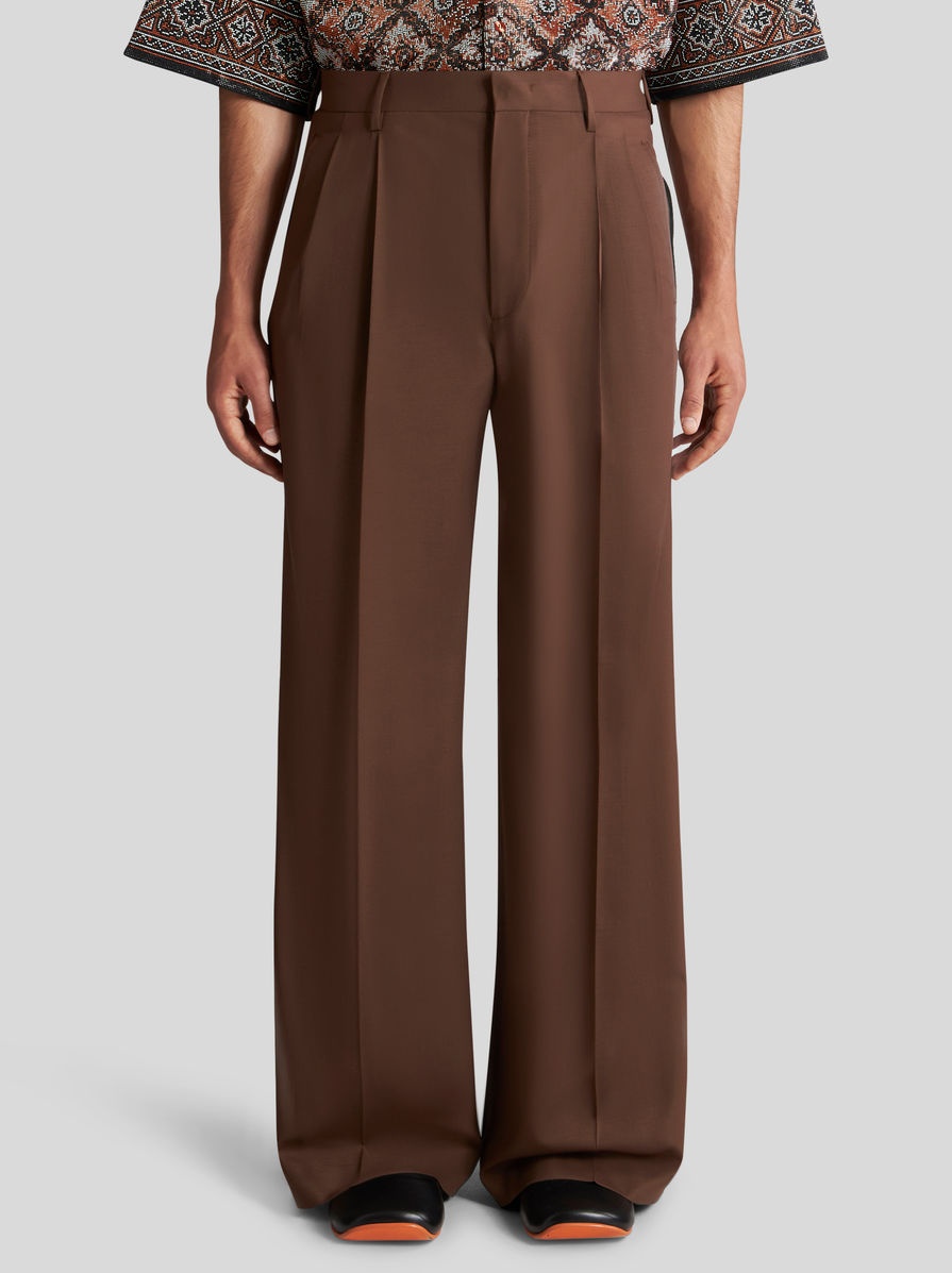 STRETCH WOOL TROUSERS WITH PLEATS - 3