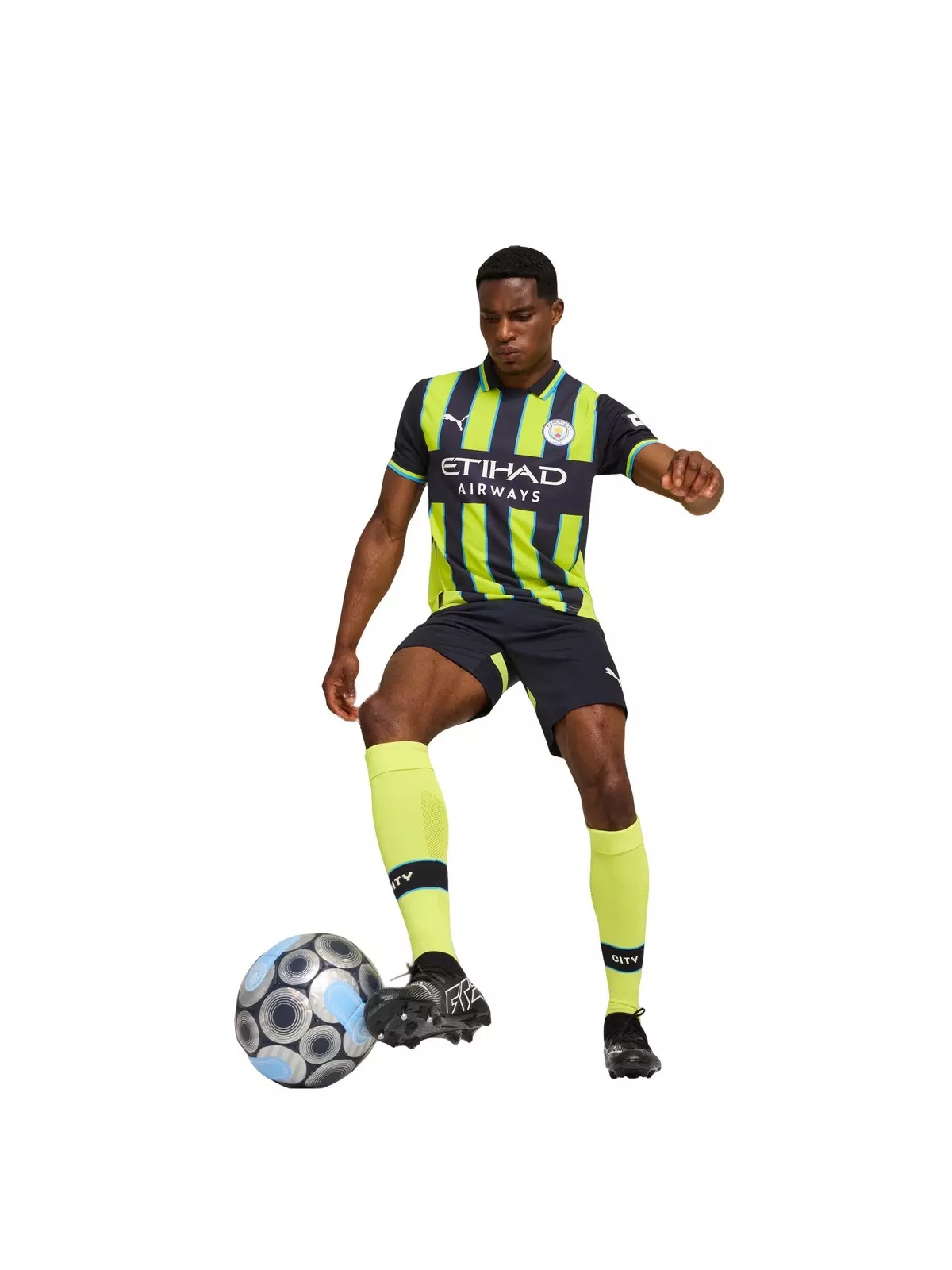 PUMA Men's Manchester City 24/25 Replica Away Soccer Jersey -Navy/Yellow - 5