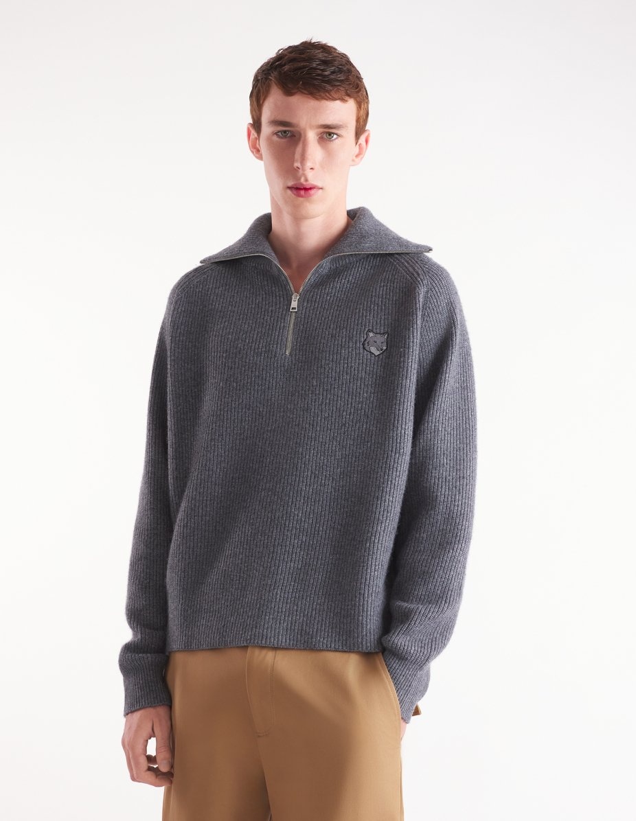 BOLD FOX HEAD PATCH HALF ZIP RIBBED JUMPER - 3