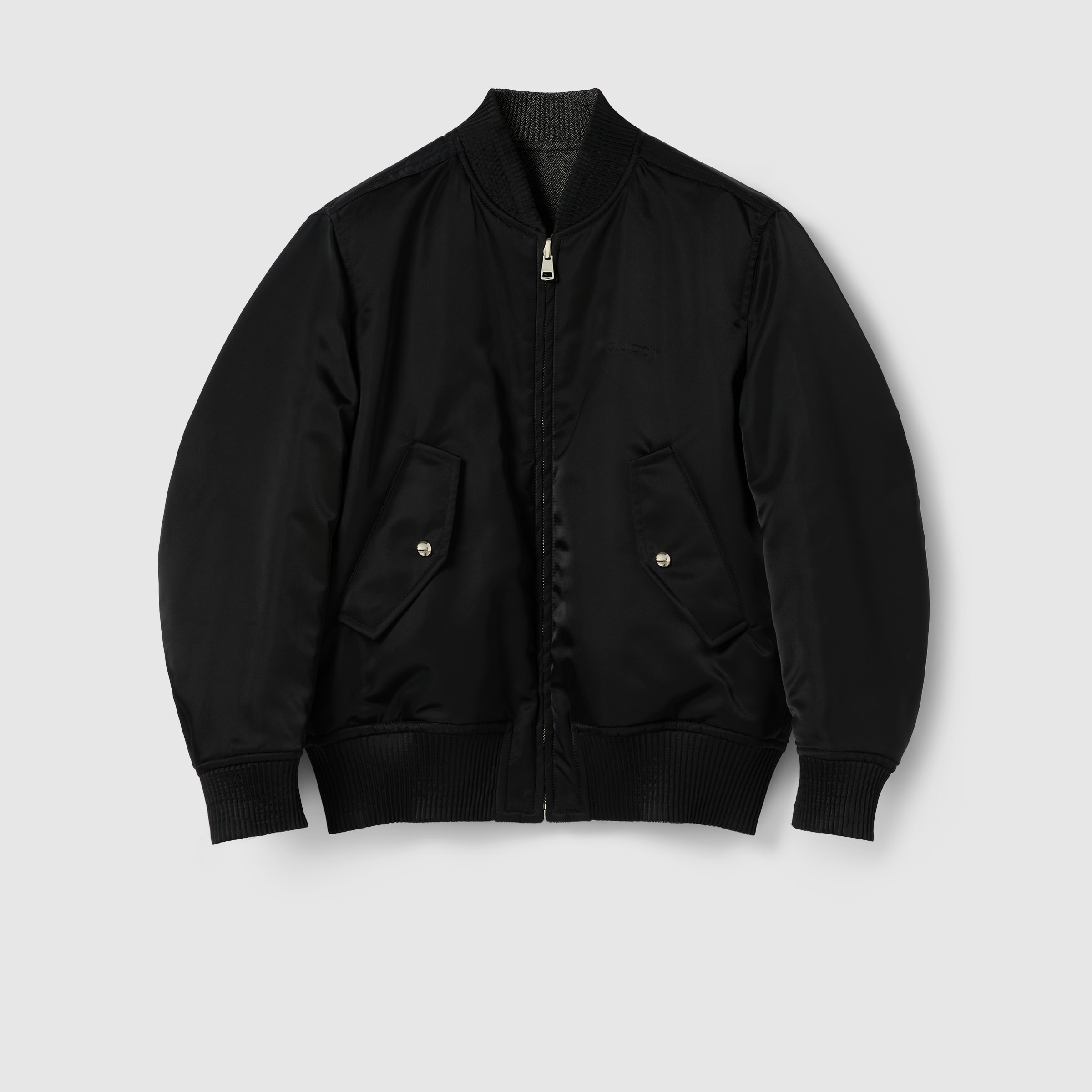 Herringbone wool mouliné bomber jacket - 8