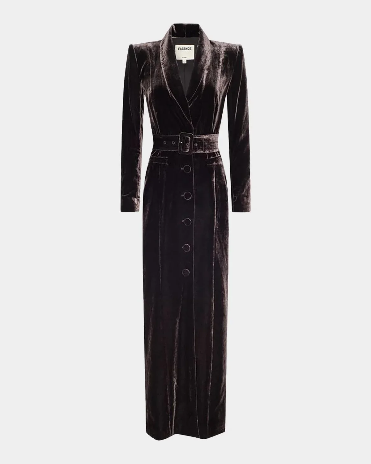 Raini Velvet Shawl-Collar Maxi Coat - 1